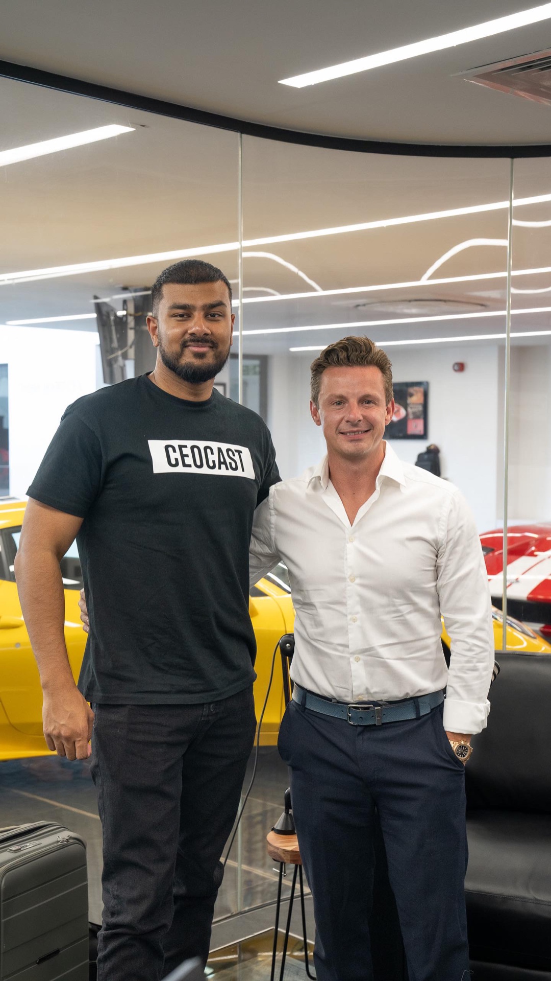 With a guest at a supercar event