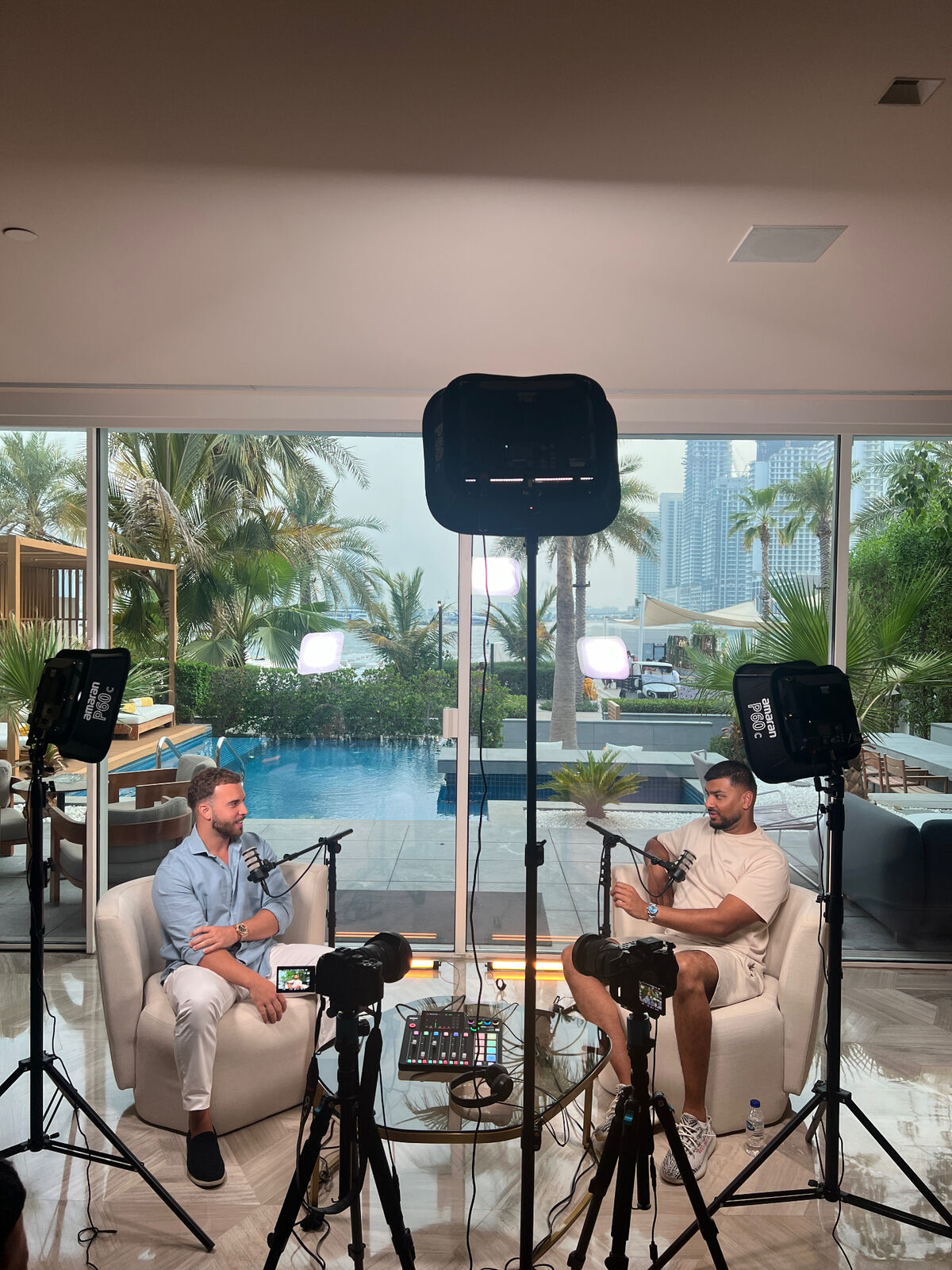 Filming the podcast